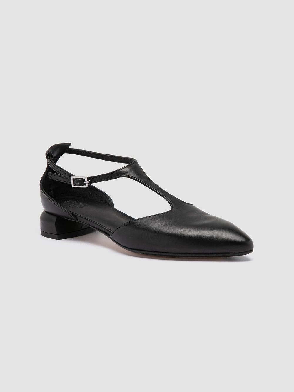 SAGE 103 - Black Leather T-Bar Shoes - Image 3