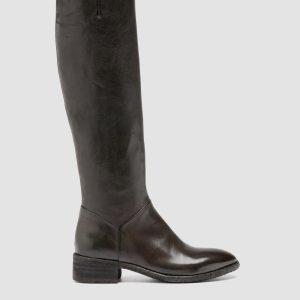 SELINE 039 - Grey Leather Zipped Boots