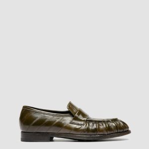 SOLITUDE 107 - Green Leather Penny Loafers