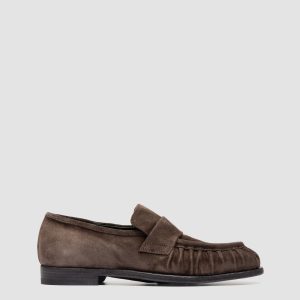 SOLITUDE 107 - Brown Suede Penny Loafers