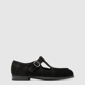 SOLITUDE 115 - Black Suede T-Bar Shoes