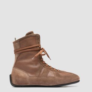SUBSIDE 105_W - Brown Suede and Leather High Top Sneakers