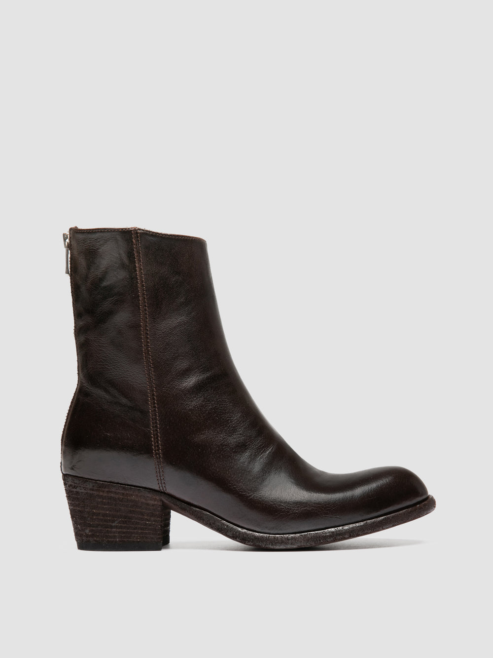 WADE 013 - Brown Leather Zipped Boots