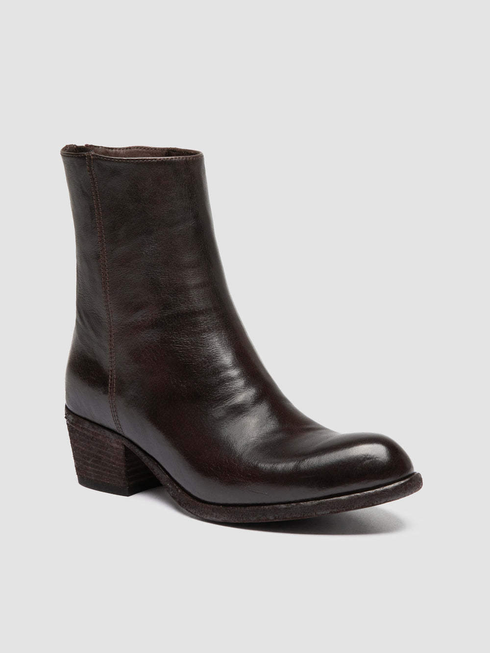 WADE 013 - Brown Leather Zipped Boots - Image 3