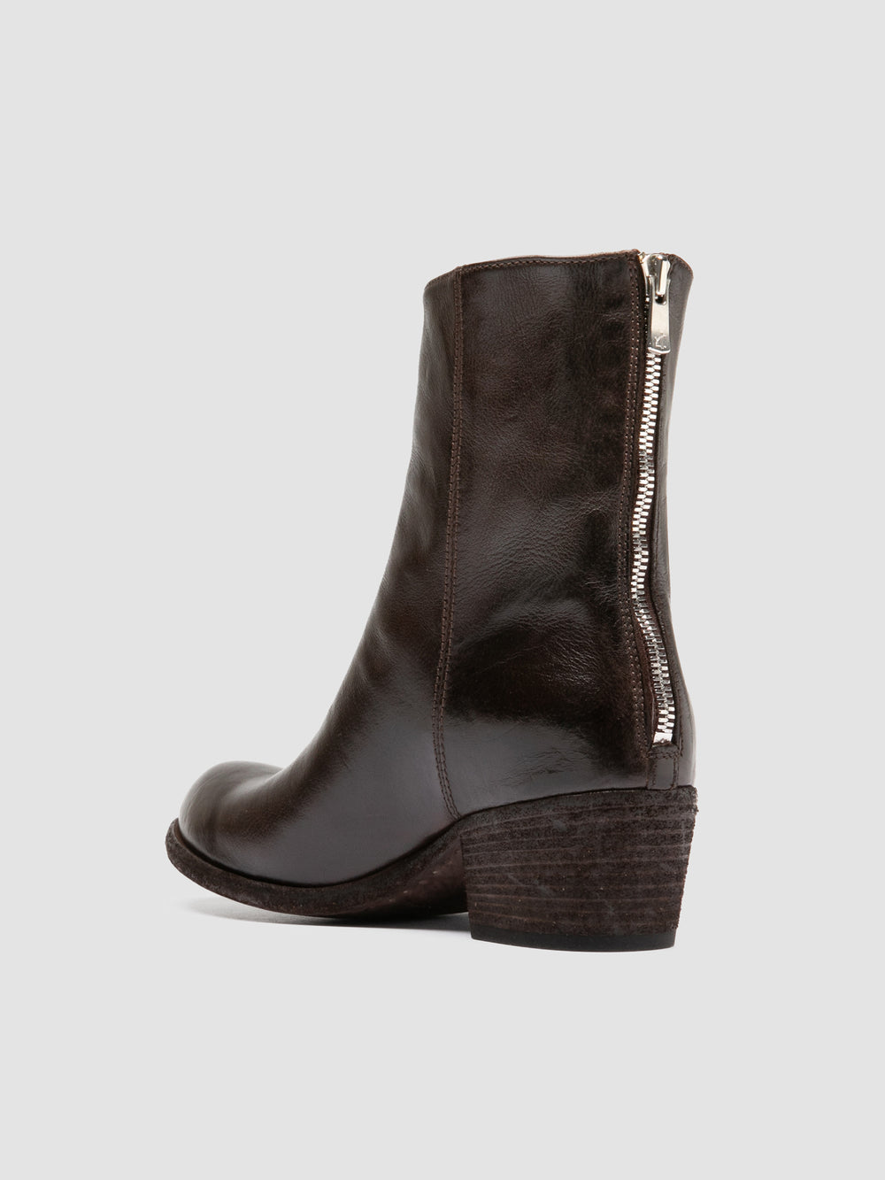 WADE 013 - Brown Leather Zipped Boots - Image 4