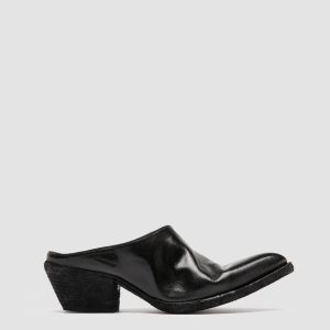 WANDA DD 101 - Black Leather Mule Sandals