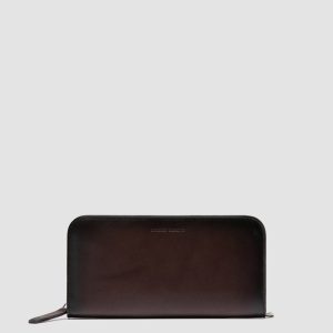 BERGE’ 01 - Brown Zip Around Leather Wallet