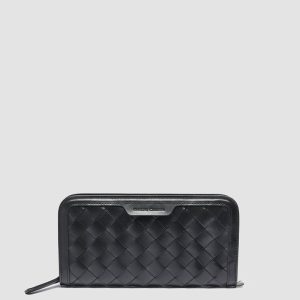 BERGE’ 101 - Black Woven Leather Wallet