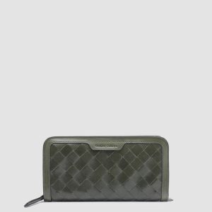 BERGE’ 101 - Green Woven Leather Wallet