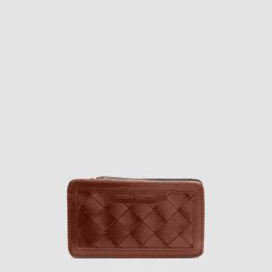 BERGE’ 103 - Brown Woven Leather Card Holder