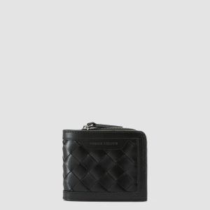 BERGE’ 104 - Black Woven Leather Bifold Wallet