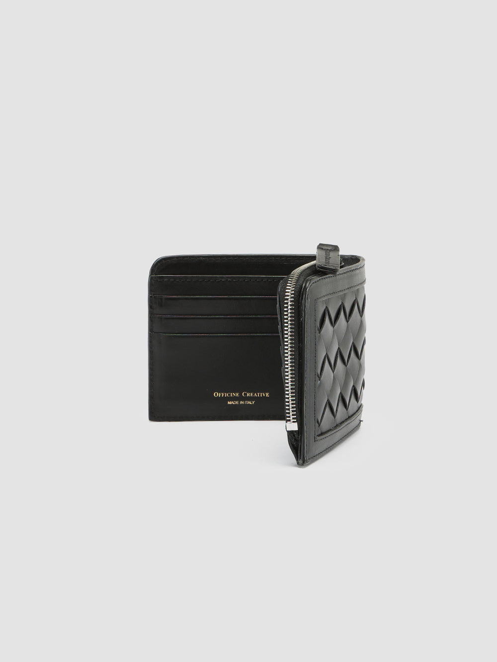 BERGE’ 104 - Black Woven Leather Bifold Wallet - Image 5