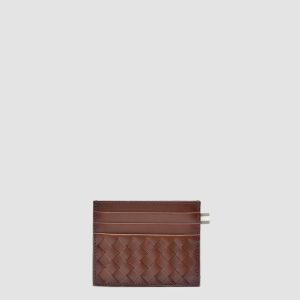 BOUDIN 122 - Brown Woven Leather Card Holder