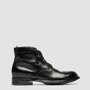 ADMIRAL 010 - Black Leather Lace-up Boots