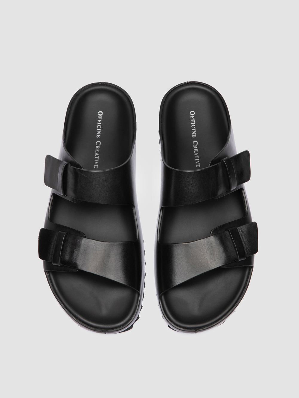 AGORÀ 010 - Black Leather Slide Sandals - Image 2