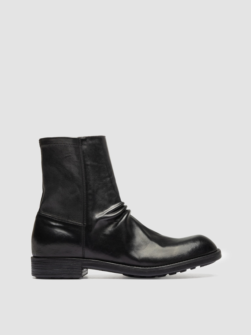 DIARY 015 - Black Stretch Leather Zipped Boots