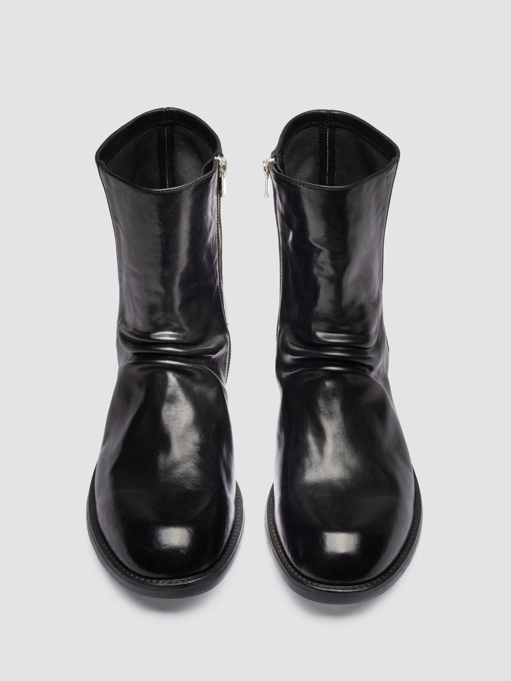 DIARY 015 - Black Stretch Leather Zipped Boots - Image 2