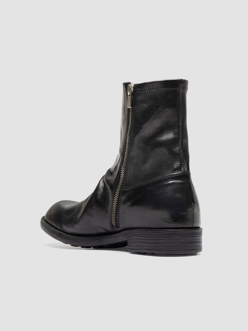 DIARY 015 - Black Stretch Leather Zipped Boots - Image 4