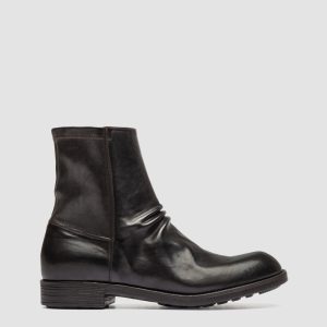 DIARY 015 - Brown Stretch Leather Zipped Boots