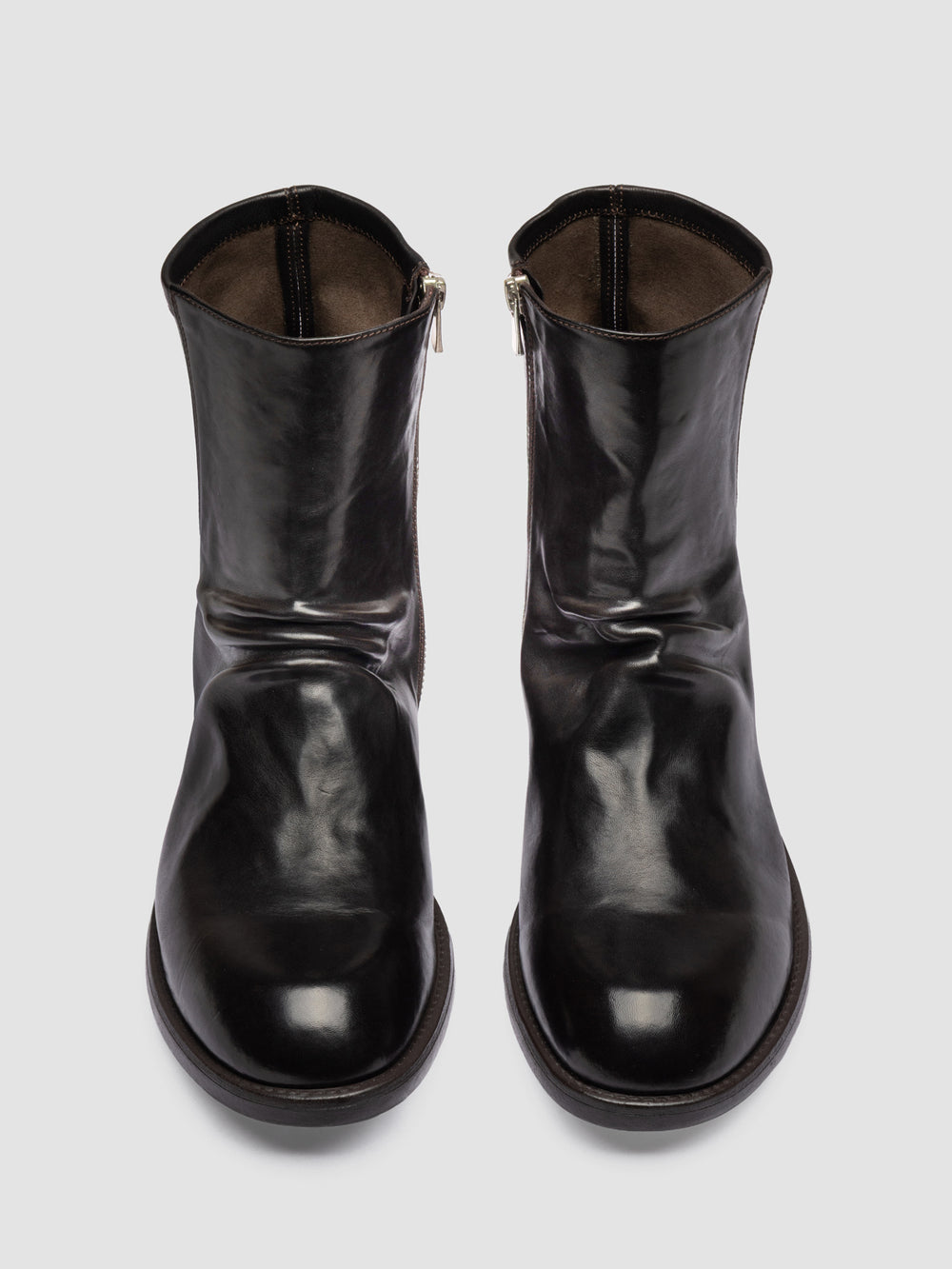 DIARY 015 - Brown Stretch Leather Zipped Boots - Image 2