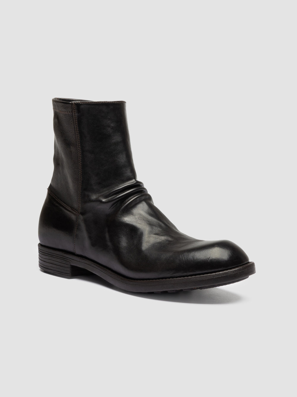 DIARY 015 - Brown Stretch Leather Zipped Boots - Image 3