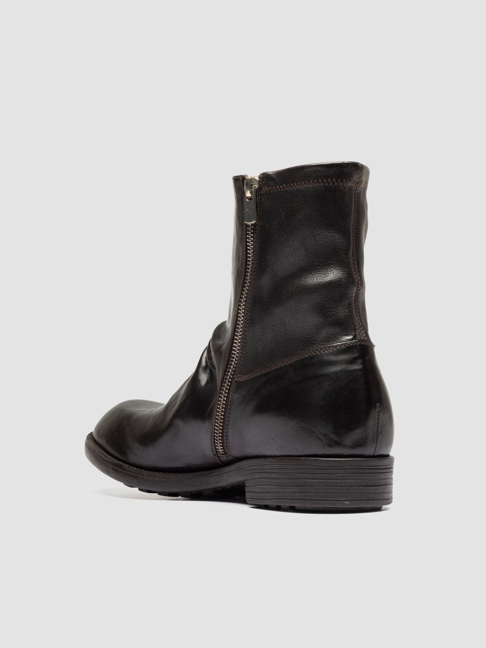 DIARY 015 - Brown Stretch Leather Zipped Boots - Image 4