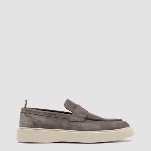 FRAME 001 - Grey Suede Penny Loafers