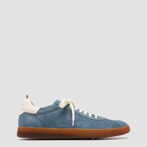 GINNASIO 001 - Blue Leather and Suede Sneakers