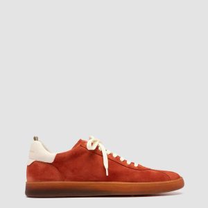 GINNASIO 001 - Red Leather and Suede Sneakers