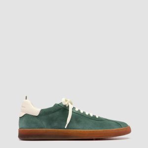 GINNASIO 001 - Green Leather and Suede Sneakers