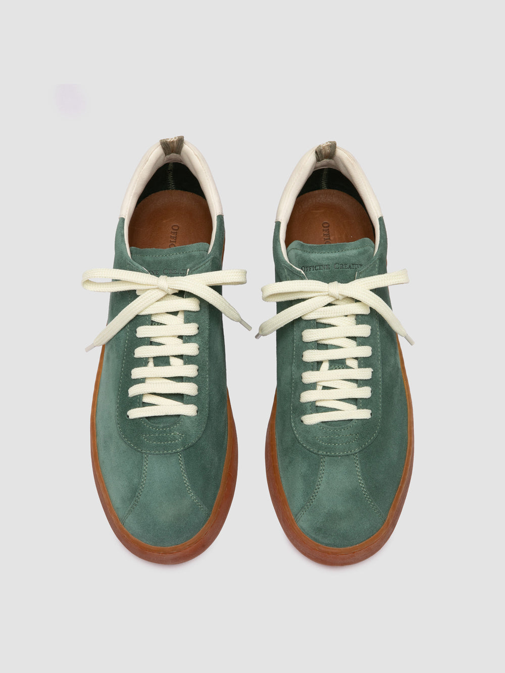 GINNASIO 001 - Green Leather and Suede Sneakers - Image 2
