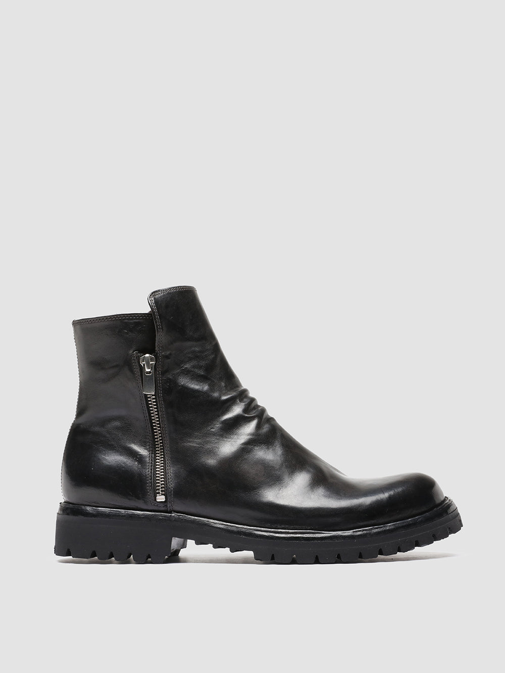 IKONIC 004 - Grey Leather Zip Boots