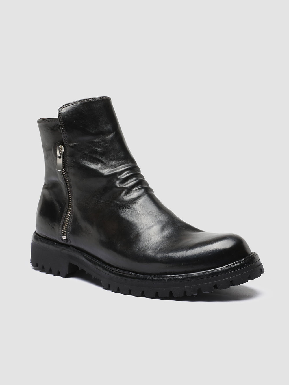 IKONIC 004 - Grey Leather Zip Boots - Image 3