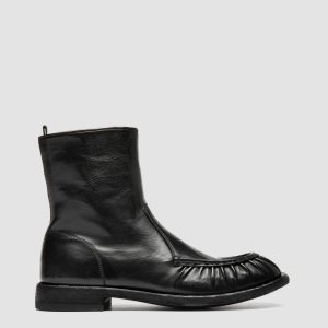 RUGGED 020_W - Black Leather Zipped Boots