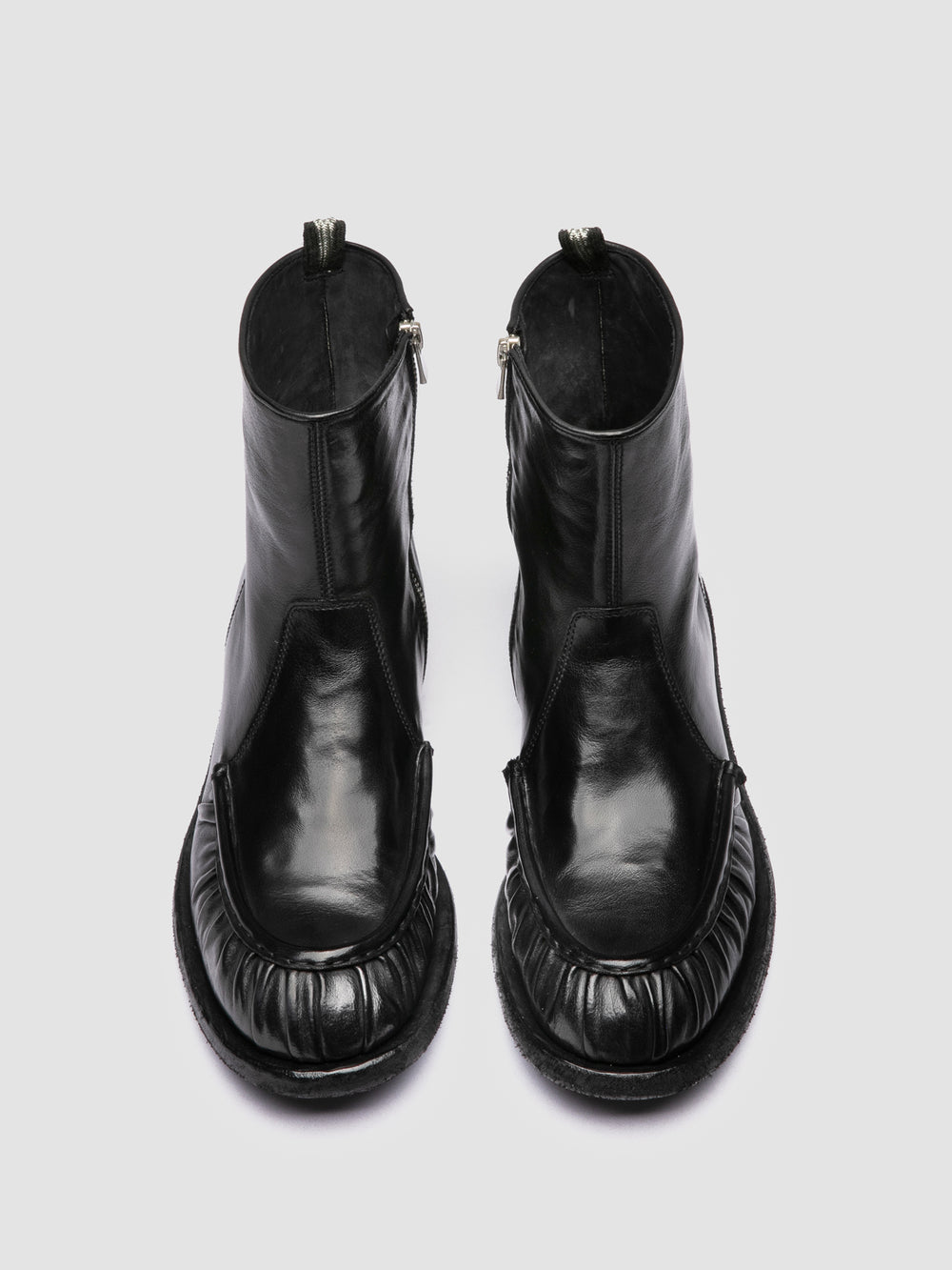 RUGGED 020_W - Black Leather Zipped Boots - Image 2