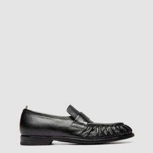 SOUND 008_W - Black Leather Penny Loafers