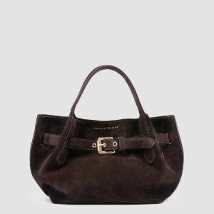 SADDLE 028 - Brown Suede Handle Bag