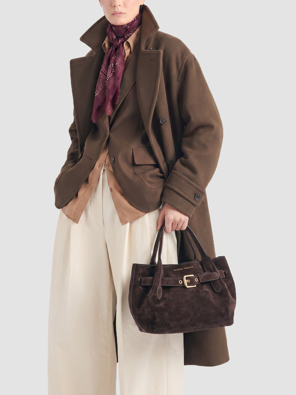 SADDLE 028 - Brown Suede Handle Bag - Image 2