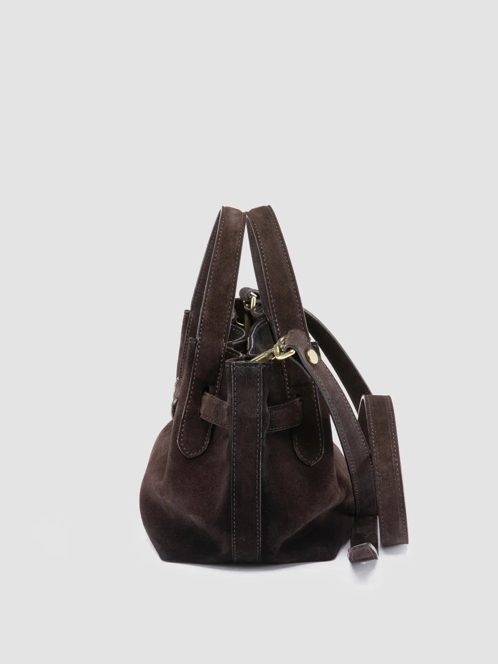 SADDLE 028 - Brown Suede Handle Bag - Image 6