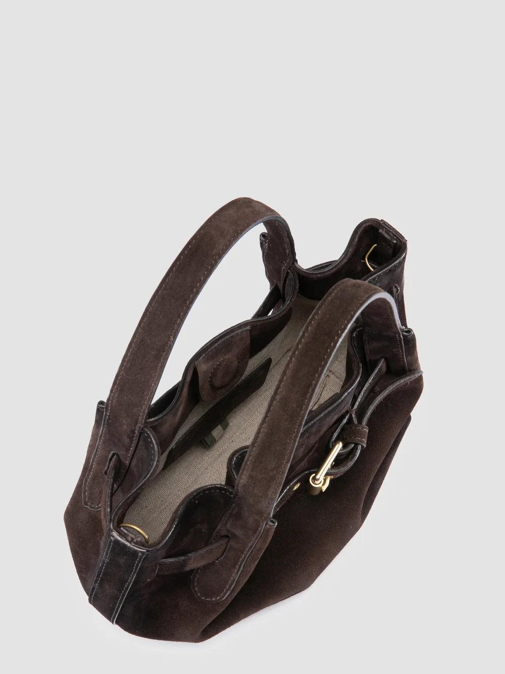 SADDLE 028 - Brown Suede Handle Bag - Image 7