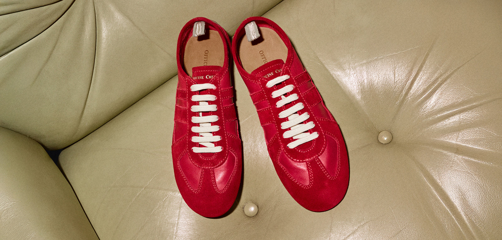 OFFICINE CREATIVE - Women's red leather and suede sneakers