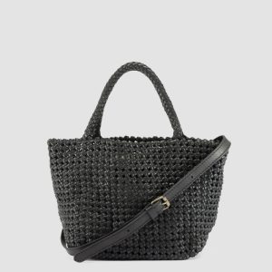 VICKY 001 - Black Leather Handle Bag