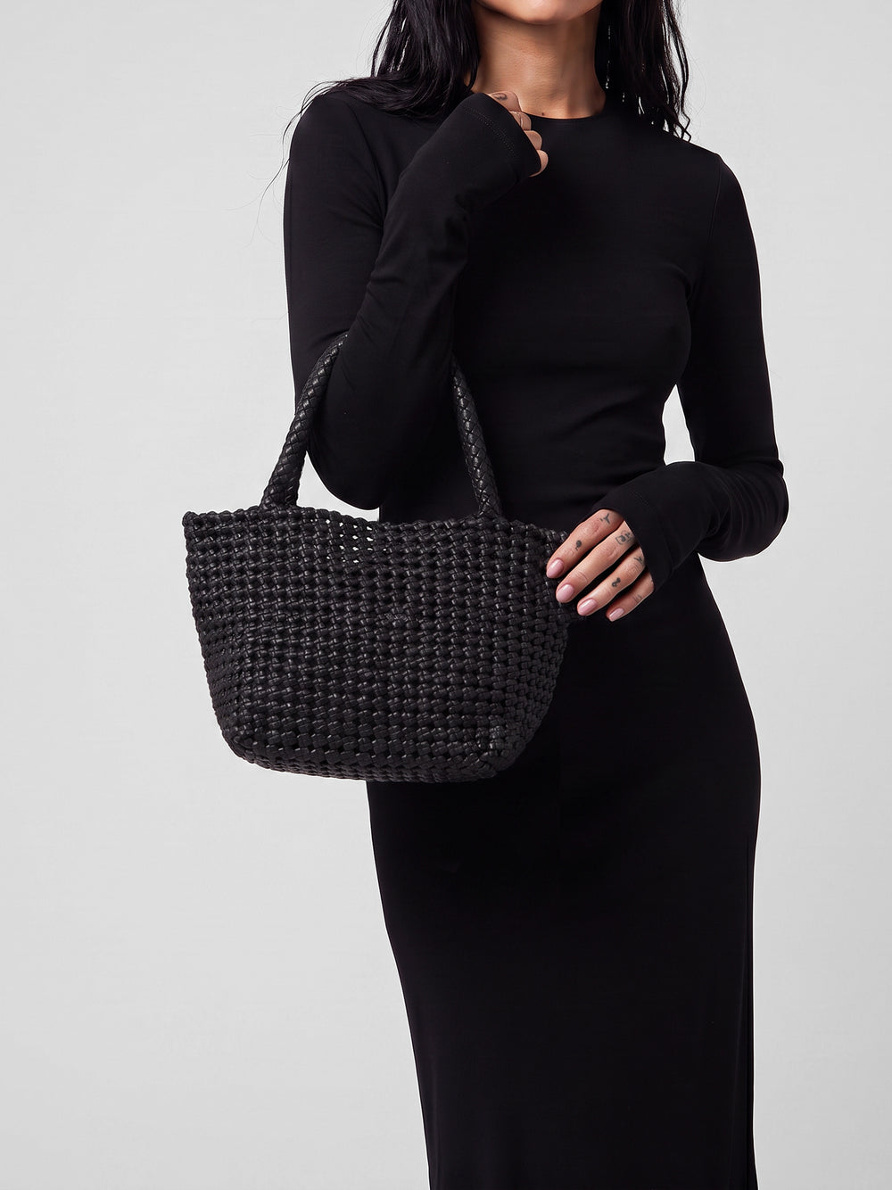 VICKY 001 - Black Leather Handle Bag - Image 2