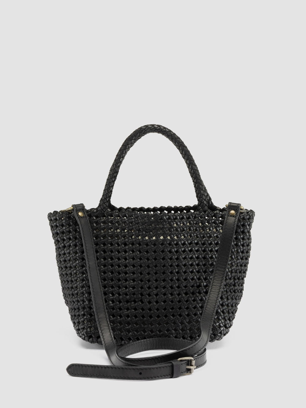 VICKY 001 - Black Leather Handle Bag - Image 6