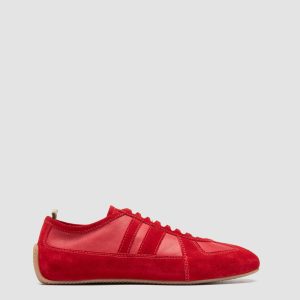 SUBSIDE 102 - Red Leather and Suede Low-Top Sneakers