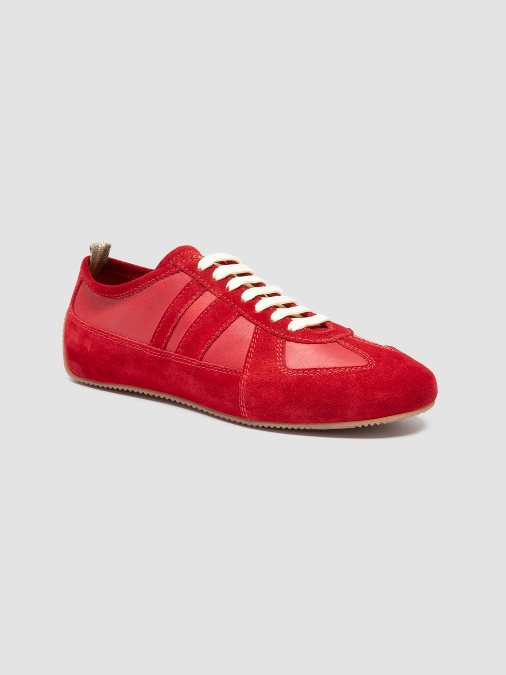 SUBSIDE 102 - Red Leather and Suede Low-Top Sneakers - Image 3